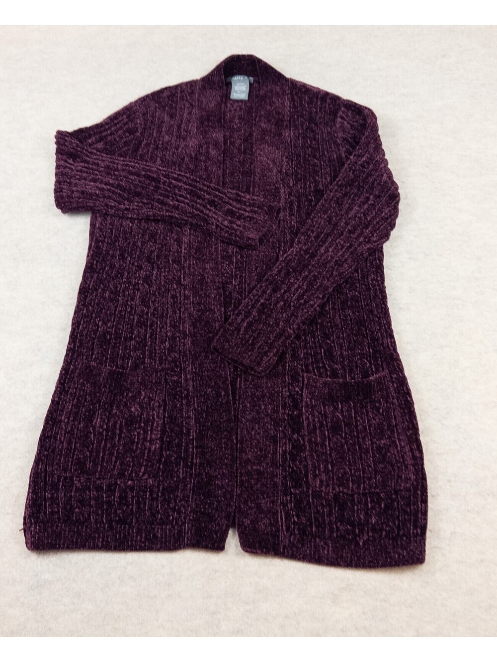 Matty M Women's Chenille Ribbed Cardigan Sweater, Size Large, Burgundy